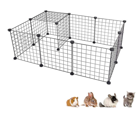 Dotala 12 panels metal pet playpen tent cats exercise pen crate cage kennel dog foldable fence yard barrier ideal for guinea pigs, rabbit, gerbil, puppy, diy metal wire yard fence