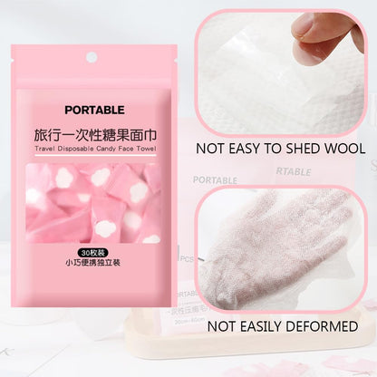 Davfiecn 30 Capsules Portable Coin Tissue Disposable Face Cloths Compressed Cotton Magic Towel Compressed Tissue for Travel Home Camping Hiking Sport Beauty Salon and Other Outdoor Activities