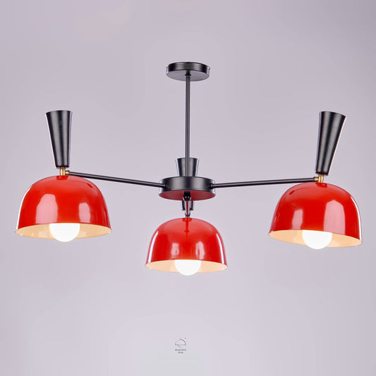 Nagafa Shop دلايه مشروم مودرن احمر من الانيوم 3 لمبه من نجفه شوب