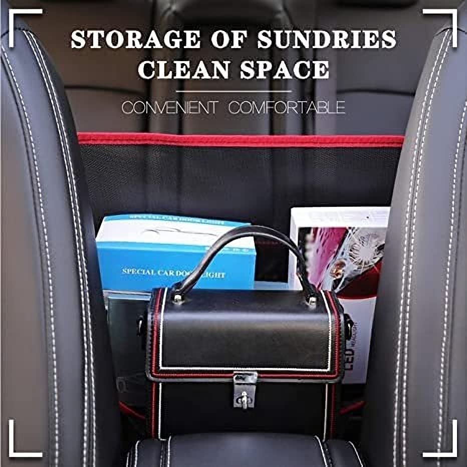 Car Net Pocket Handbag Holder Between Seats, Car Storage Netting Pouch for Purse Storage Phone Documents Pocket, Large Capacity Car Net Bag Barrier of Back Seat Pet Kids Helps To Safe Driving