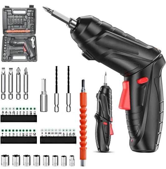 VORACIA 47 in 1 Electric Screwdriver | 3.6V Cordless Drill Driver | 90° Rotation Handle | 47PCS Bits Set | Black