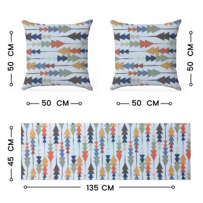 INTEX HOME Sofia Elegance 3-Piece Set – Linen Velvet Table Runner 45x135 cm - 2 Cushion Covers 40X40 cm – Elegant Home Décor for Dining Table & Living Room – Grey