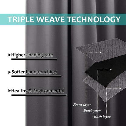 100% Blackout curtains - thermal insulated blackout fabric - two layers fully darkness curtain