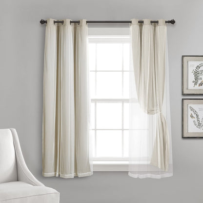 Voile Sheer Panel Pair with Insulated Blackout Room Dark,Rich steel Grommet, Set of 1 Panel