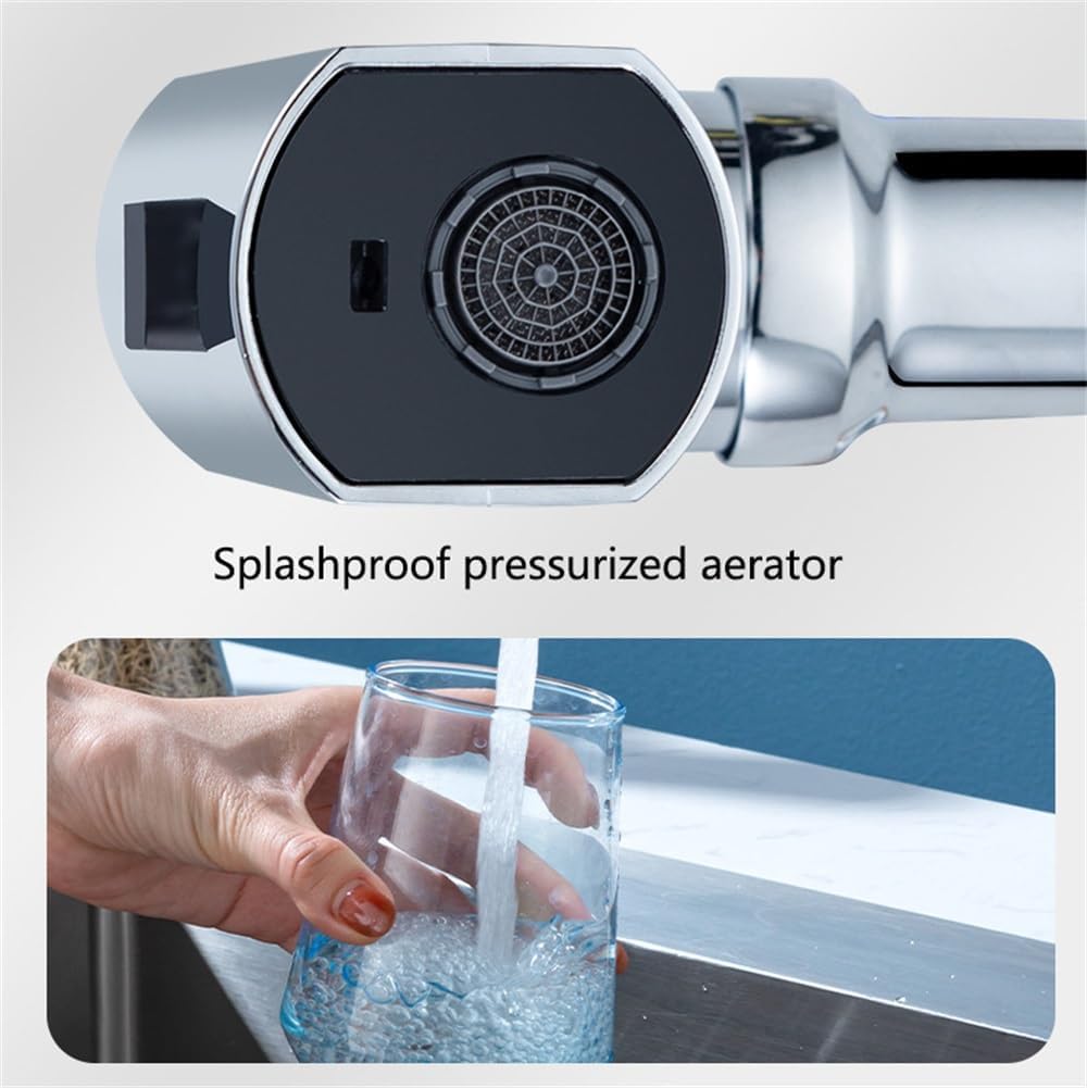 P PIPITA New Waterfall Kitchen Faucet, 3 In 1 360° Rainfall Kitchen Sink Faucet, Multi Function Faucet for Washing Vegetable Fruit, Anti-Splash Device for Kitchen, Bathroom,Silver