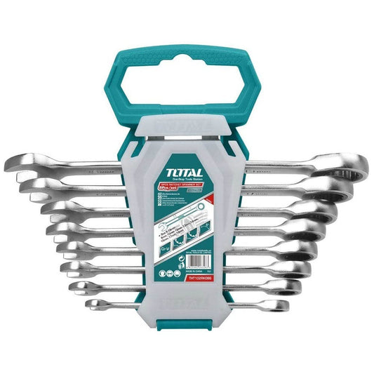 Total tools 8 pcs ratchet spanner wrenches set size 8-19mm -tht102rk086
