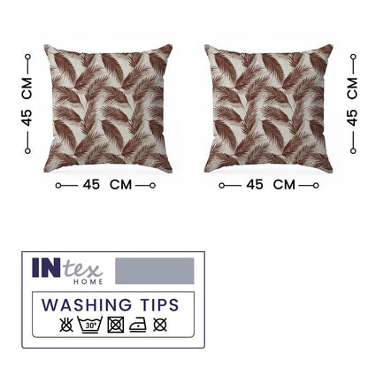 INTEX HOME Linen Velvet Cushion Set, Bella Leaf Pattern, Premium Soft Fabric, 40×40 cm, Turquoise, Elegant Living and Dining Room Decor, Comfortable and Durable Accent Pillows, 2 Pieces