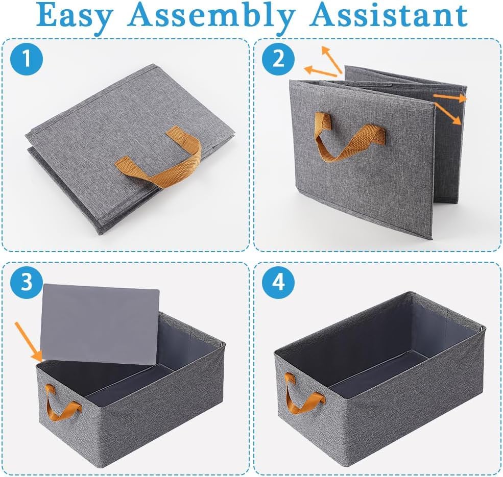 Fabric Multifunctional Large Foldable Linen Closet Organizers With Sturdy Handles Especially Made For Wardrobe Organization Set Of 3 Pieces - Grey