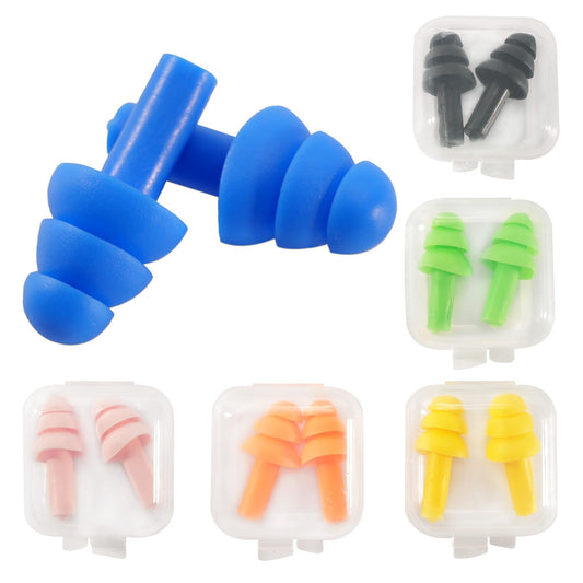 Cheerhom 12 x Anti-Noise Earplugs with Box, Flexible Silicone Earplug for Sleeping, Hearing Protection Travel for Shower, Swimming, Work