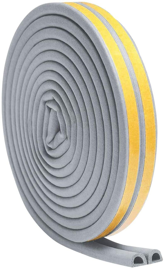 Wawasia Weather Stripping Door Window Seal Strip Self-Adhesive Foam Soundproof Anti-Friction Air Conditioning Seal Strip D Type Insulation White 66FT20M