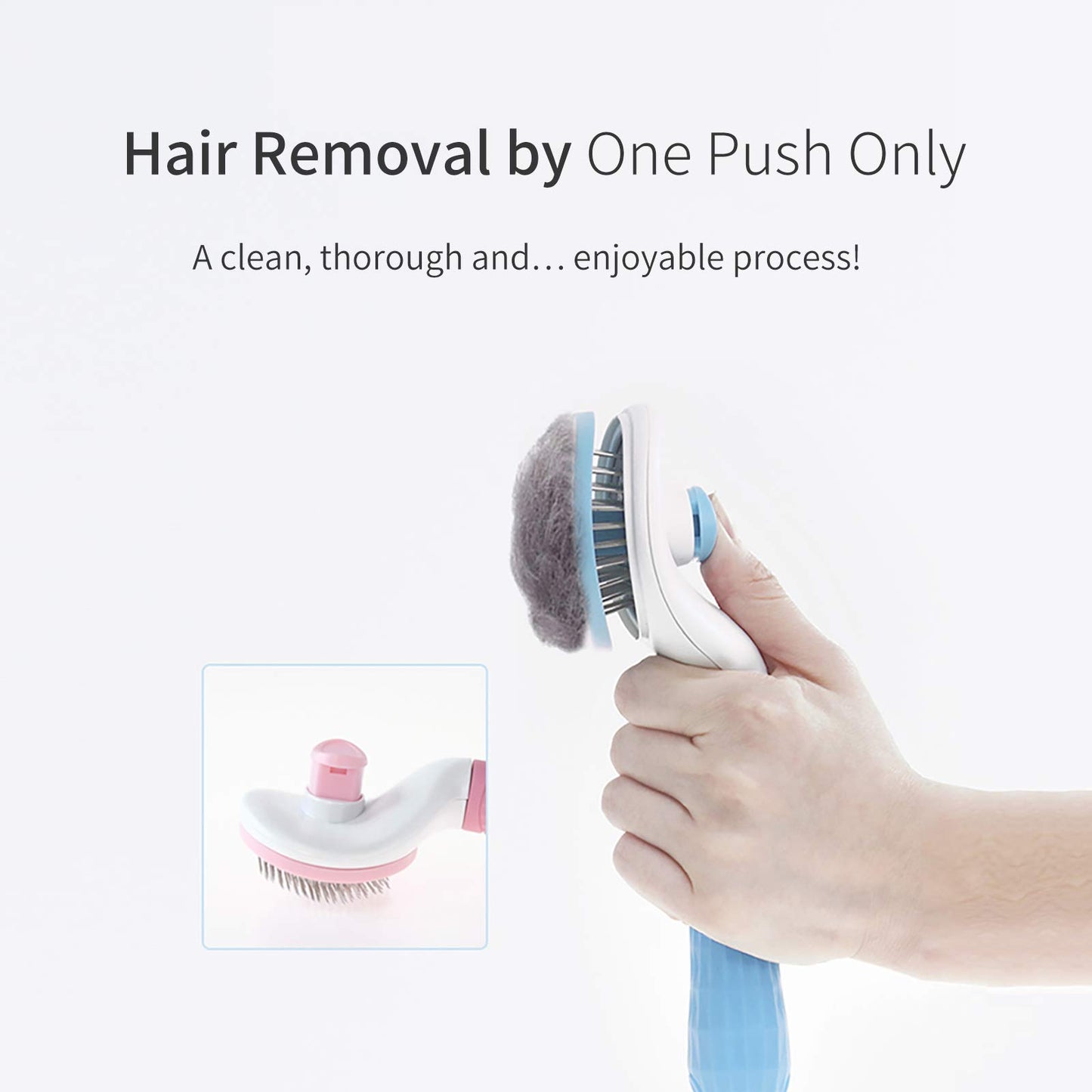 claws & tails Soft Slicker Cat Brush Dog Brush, with Self Cleaning Function, Pet Grooming Comb Gently Removes Long and Loose Undercoat Blue (Assorted Colors)