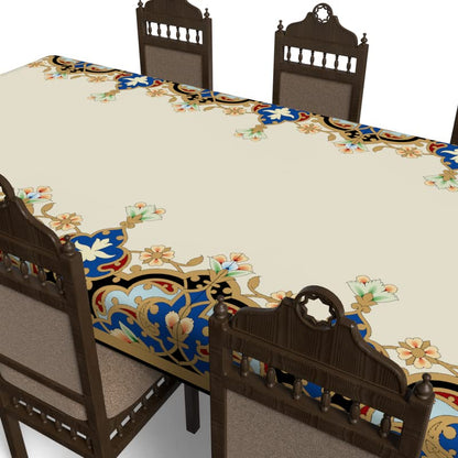 Islamic Unique Taj Waterproof Tablecloth, a Multicolor 140x300 cm Rectangular Table Cover of Spillproof Polyester, a Majestic and Durable Protector for Large Dining Tables and Events