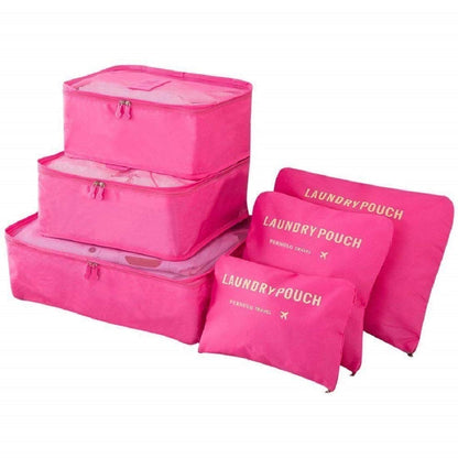 Styleys 6-in-1 Travel Organizer Packing Cubes (Dark Pink)