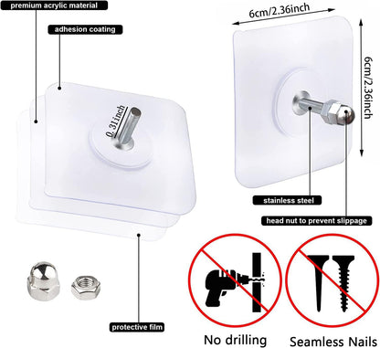 10 x Adhesive Wall Screws Hanging Nails for Hanging Adhesive Screws Wall Mounting Hooks for Kitchen, Bathroom, Bedroom, Living Room