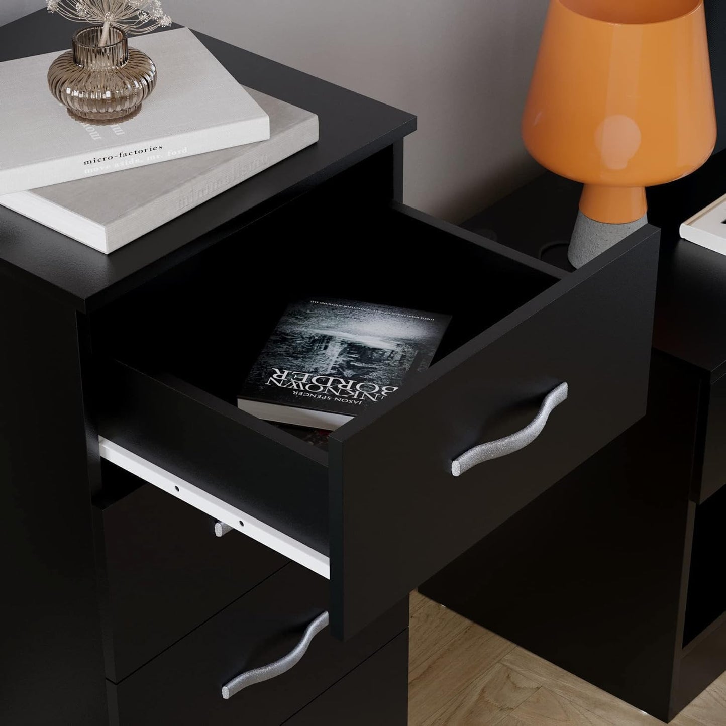 5-Drawer Bedroom Storage Unit in White, Slim Cabinet with Sliding Drawers, Narrow Chest of Drawers for Bedroom Furniture, Vertical Dresser for Small Spaces