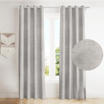 INtex CURTAINS HOUSE Natural Linen Semi-Sheer Window Drapes, Light-Filtering Privacy Curtains for Bedroom and Living Room, Steel Grommets, 2 Panels Cafe 130W x 265L