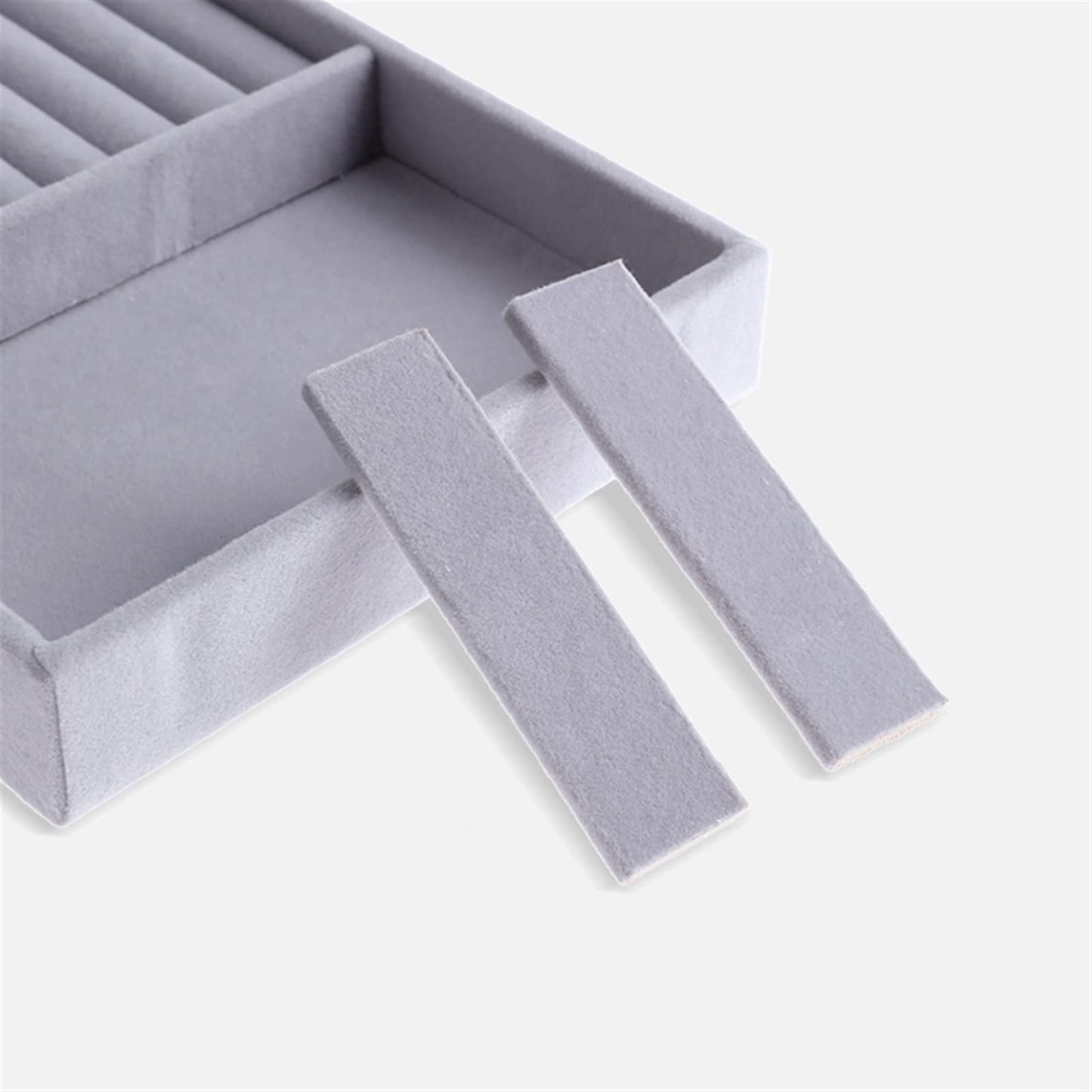 Jewelry box fashion portable velvet jewelry ring jewelry display organizer box tray holder earring jewelry storage case showcase (color : dark khaki)