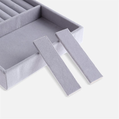 Jewelry box fashion portable velvet jewelry ring jewelry display organizer box tray holder earring jewelry storage case showcase (color : dark khaki)