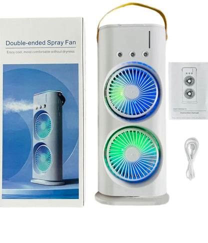 Exxelo 15-Year Warranty Portable Double-Ended Spray Fan: USB Rechargeable Mini Cooling Desk Fan with Water Mist for Office and Home – Ideal for Gifting