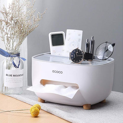 Tissue Box, PVC Tissue Box, Multifunctional Box, Pen Holder, Remote Control, Tissue Holder, Storage Box, Cosmetic Tissue Box (Grey-1)