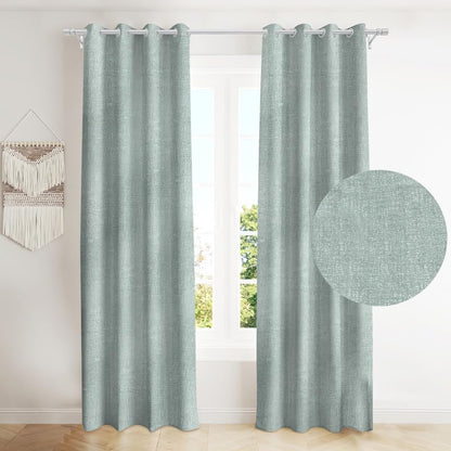 Natural Linen Curtains & Drapes with Steel Grommets, providing Semi-Sheer privacy and Light Filtering for Bedroom-Living Room. 2 Pieces