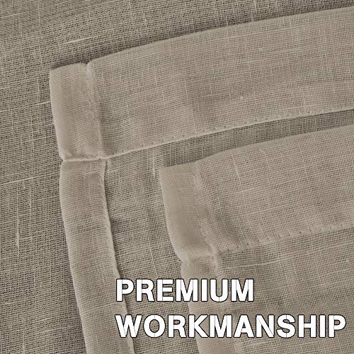 INtex Curtains Semi-Transparent Natural Linen Curtains with Elegant Sheer Fabric and Steel Grommets - 1 Piece 200W x 230L CM Dark gery