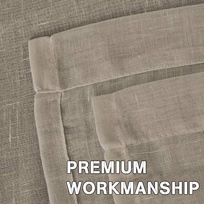 INtex Curtains Semi-Transparent Natural Linen Curtains with Elegant Sheer Fabric and Steel Grommets - 1 Piece 200W x 230L CM Dark gery