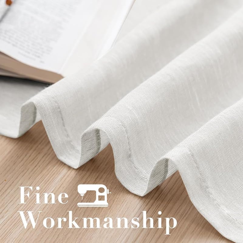 INtex CURTAINS House Semi-Transparent Linen Sheer Curtain, Lightweight Fabric with Steel Grommets, Elegant One Piece Window Panel for Living Room or Home Décor - 400 W x 270 L - Café