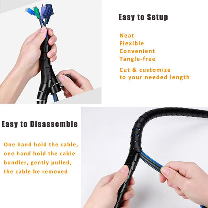 Cable Bundler Organizer Flexible & Expandable Cable Management Sleeve Coiled Tube Cable Collector- Dia. 0.87 Inch 9.5 Foot Length