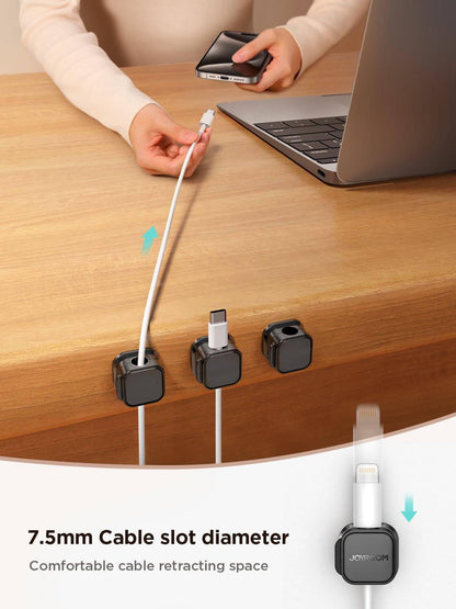Magnetic Cable Organizer Clips, Pack of 6, Strong Adhesive Wire Holder for Charger Cables, USB, HDMI, Desk, and Car Cord Management, No Residue, Durable, and Easy to Use