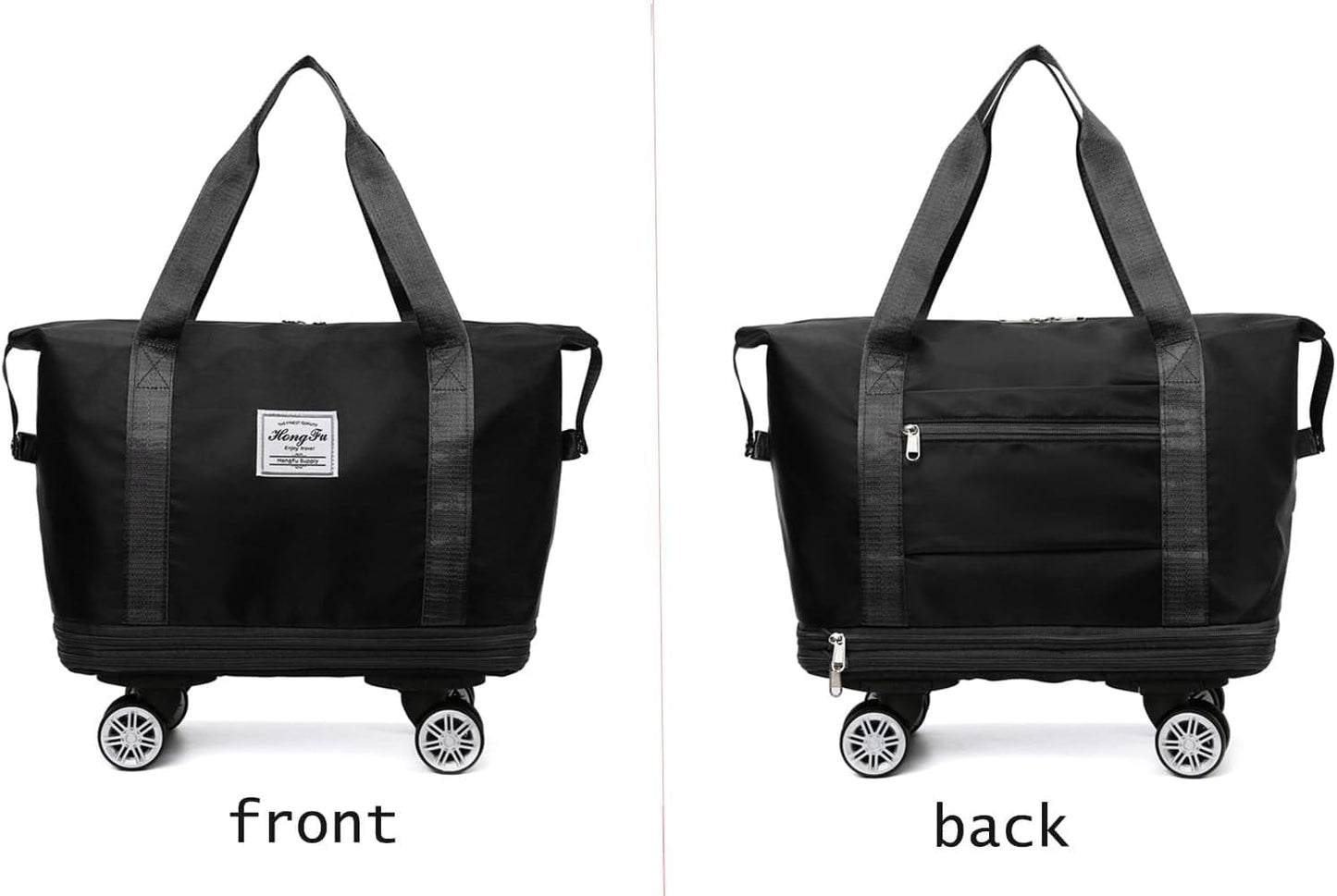 MirajX Travel Duffel Bag with Trolley 4 Wheels for Women | Foldable Extendable Moving Waterproof Sports Handbag | Travelling Organizer Bag (Black)