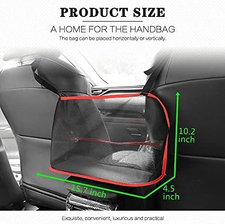 Car Net Pocket Handbag Holder Between Seats, Car Storage Netting Pouch for Purse Storage Phone Documents Pocket, Large Capacity Car Net Bag Barrier of Back Seat Pet Kids Helps To Safe Driving