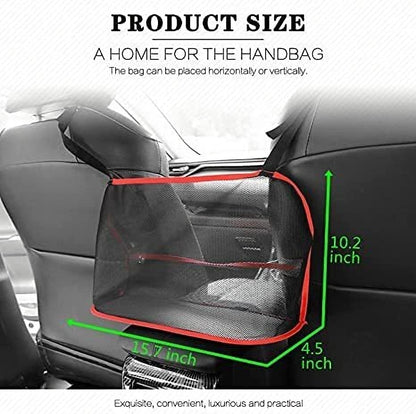 Car Net Pocket Handbag Holder Between Seats, Car Storage Netting Pouch for Purse Storage Phone Documents Pocket, Large Capacity Car Net Bag Barrier of Back Seat Pet Kids Helps To Safe Driving