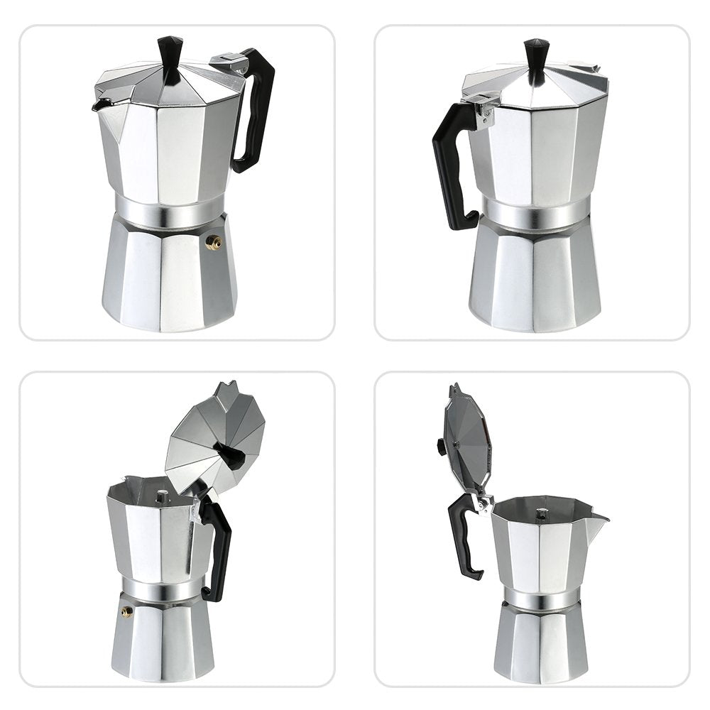 3-Cup Aluminum Espresso Percolator Coffee Stovetop Maker Mocha Pot for Use on Gas or Electric Stove, 2724713571609