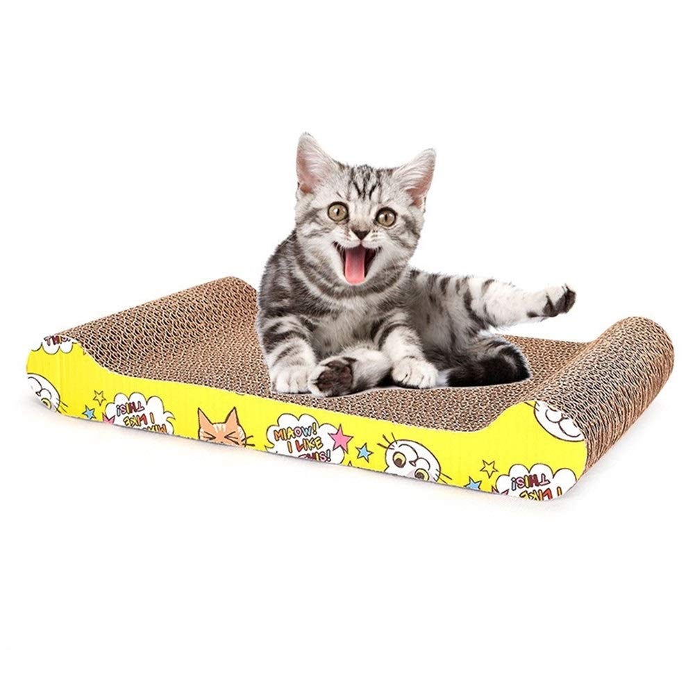 JIAMING Yellow Corrugated Cat Scratch Board Wild Cat Scratching Box 41 x 24 x 7 cm for Kitten Training Toy