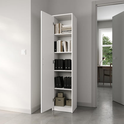 TalLMulti-Purpose Cabinet, 1.8m Height, NarroW40cm Width with 4 Shelves and White Drawer, Medium DensityWood File Organizer, Suitable for Every
