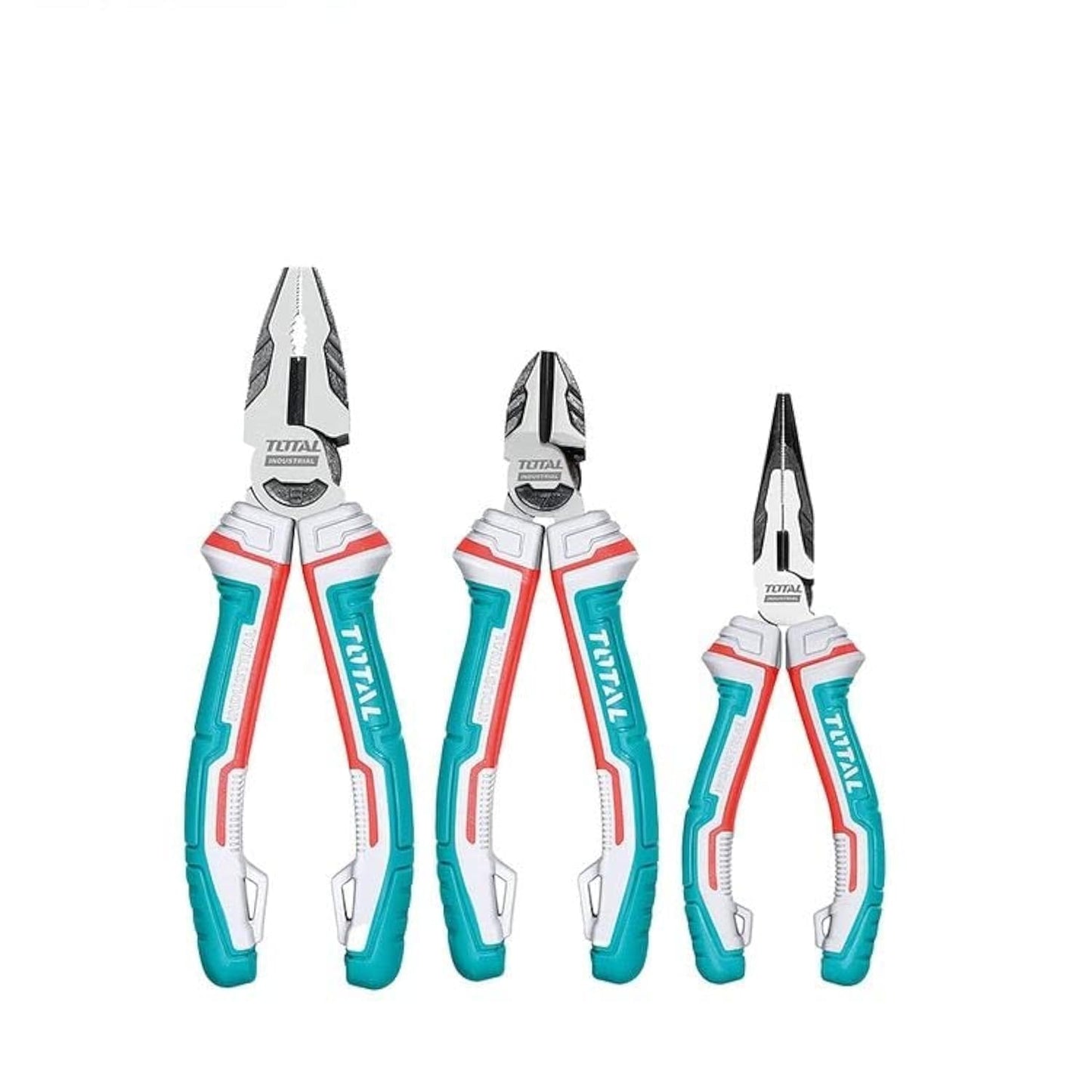 T 0TAL (THT2K0301S) - 3 pc High Leverage Plier set, 8" Combination Pliers/7" Diagonal Cutting Pliers/6"Long Nose Pliers, Heavy Duty Pliers Set -