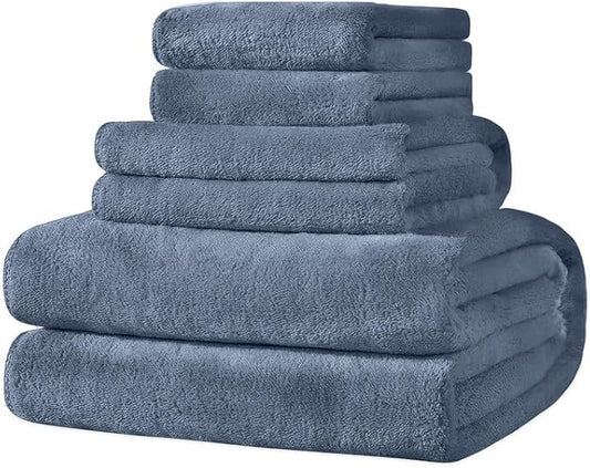 4-Piece Towel Set, 100% Cotton – Includes 1 Bath Towel 140 cm x 70 cm, 1 Hand Towel 100 cm x 50 cm, 2 Washcloths 30 cm x 30 cm, Quick Dry, Super Soft, Highly Absorbent, No Fade, Grey