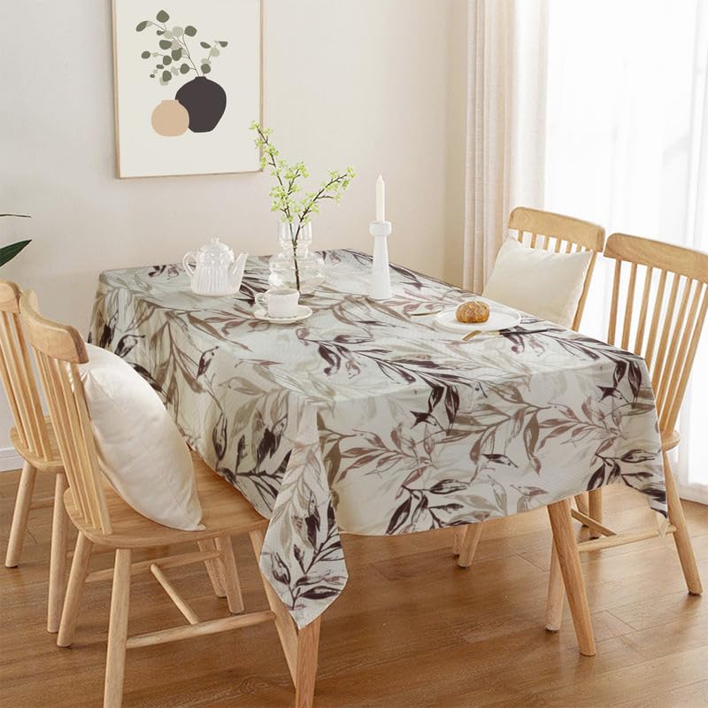 INtex Home Tablecloth, Linen Velvet Fabric, Soft Comfortable Material for Living Rooms Kitchens Bedrooms and Special Occasions, Elegant Table Cover - 130 x 200 cm - 1 Pc - Café x Warm Orange