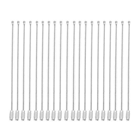Yosoo Health Gear 20Pcs Wire Keychain Cable, Stainless Steel Wire Keyrings 15cm / 5.9in Cable Rope Keyrings 1.5mm Key Rings Loops with Screw Lock for Hiking Luggage ID Tags - Silver