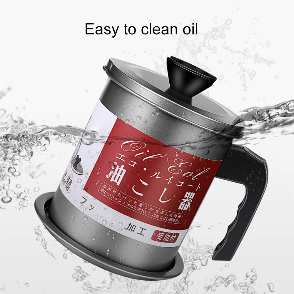 YAHUA LI Oil Strainer Pot Grease Can, Stainless, 1.7L, 6417