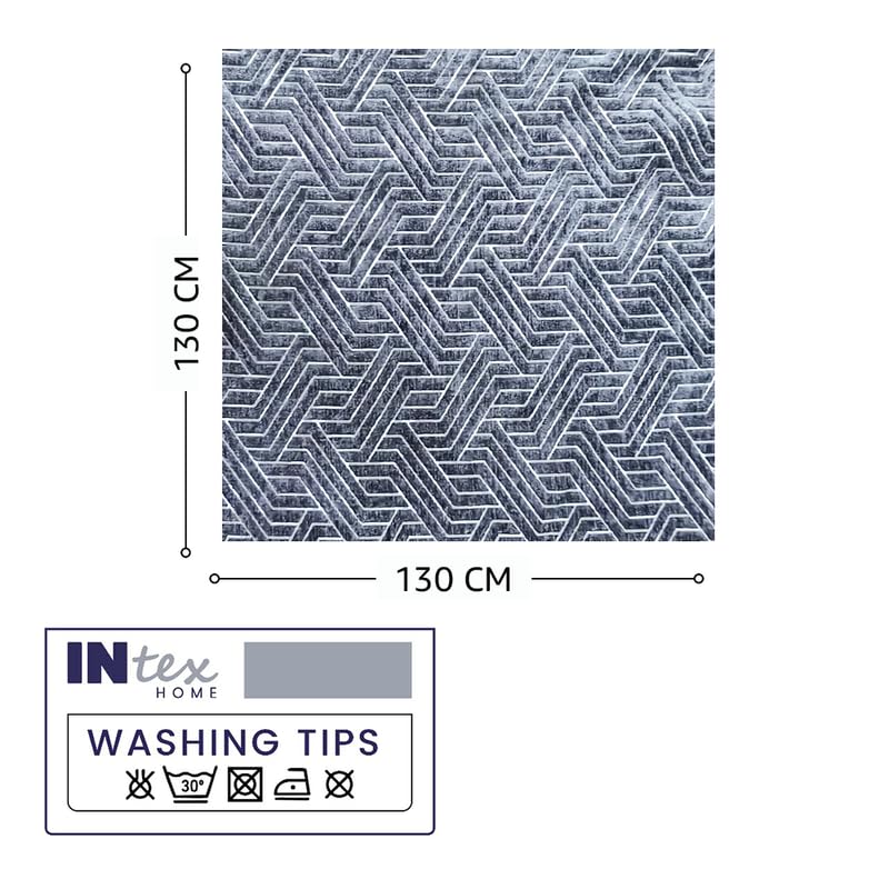 INtex Home Rectangular Tablecloth, Nadia’s Geometrical Design in Heavy Duty Linen Velvet Fabric, Soft Touch for Reception Living Room and Special Occasions - 1 Pc - 130 x 130 cm - Light Biege