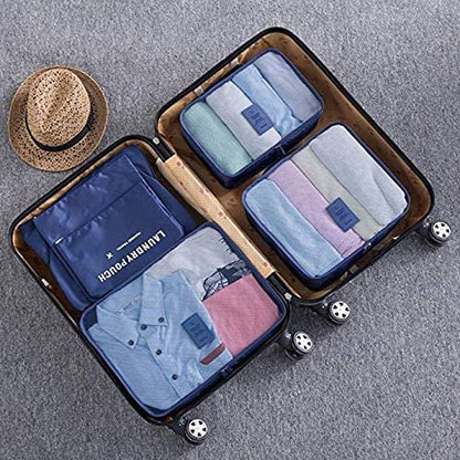 Waterproof Travel Storage Bags Set -Blue -6 Pieces
