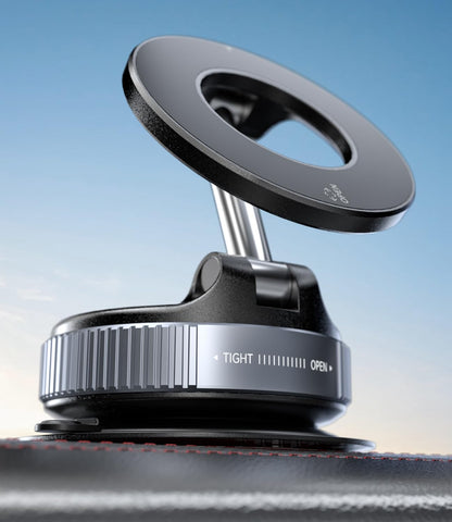 ALAFLY Car Mobile Phone Holder with Vacuum Suction Cup, Compatible with MagSafe, 360° Adjustable and Foldable Magnetic Phone Holder for Car/Windshield/Glass/Any Smooth Surface - Black