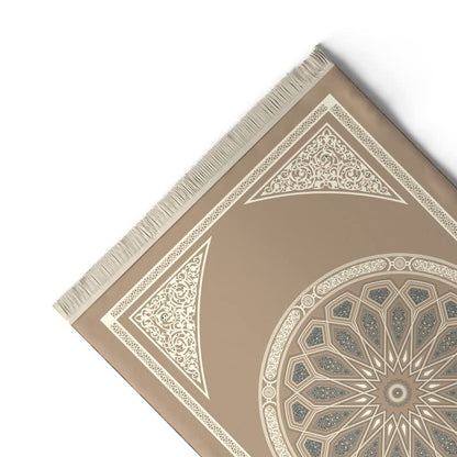 Velvet Prayer Mat in a neutral Beige, 68x117 cm, a luxurious and soft Islamic rug with a classic dome design, perfect for providing a comfortable prayer space in any room's decor