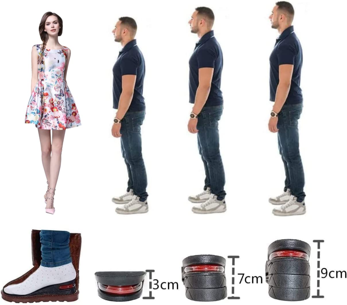 Ilovfeot Height Increase Insoles, Unisex, High Arch, Shoe Inserts to Make You Taller
