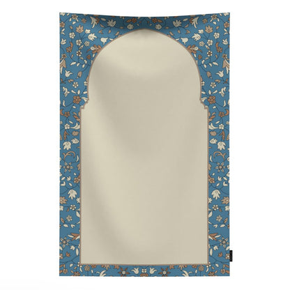 Al-Rawda Portable Prayer Mat, a Waterproof and Lightweight Travel Rug that folds to a Compact Pocket Size, Blue, an Easy to Carry Janamaz for Daily Prayers at Work, Outdoors, or Travel