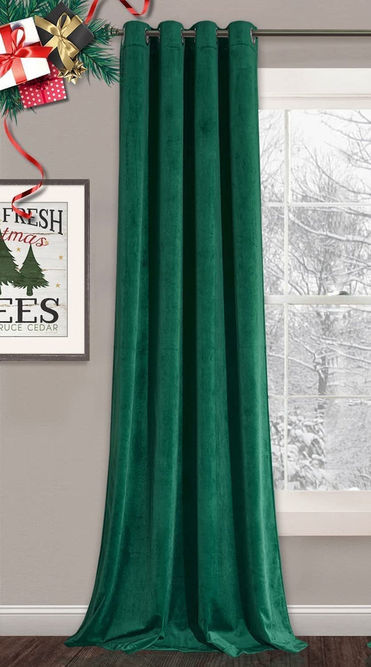 Elegant Velvet curtains - Soft Velour fabric - Steel Grommets - for living rooms - 1 piece-Emerald Green