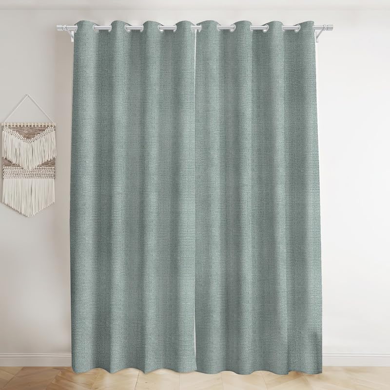 INtex CURTAINS HOUSE Natural Linen Semi-Sheer Window Drapes, Light-Filtering Privacy Curtains for Bedroom and Living Room, Steel Grommets, 2 Panels Cafe 130W x 265L