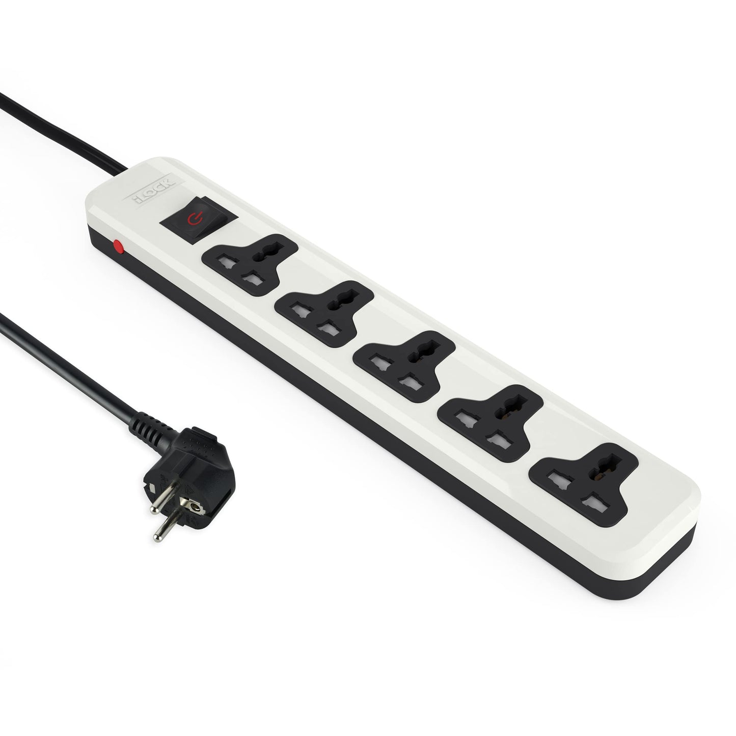 iLOCK power strip 5 universal outlets with overload switch (white)